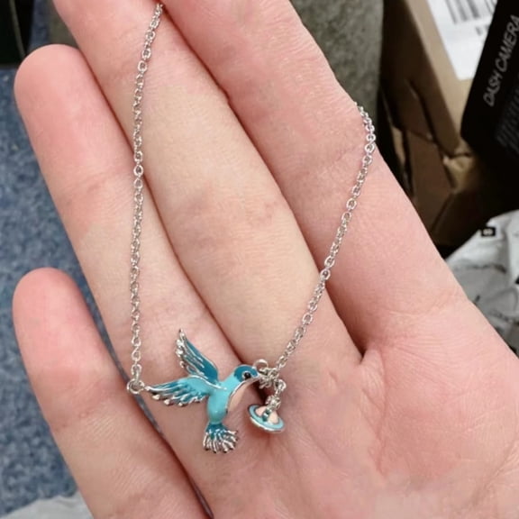 Hummingbird Necklace Ear Stud Design Clavicle Chain