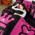 thumbnail image 4 of Castle Fairy King And Queen Crown Twin Bedding Sets 7-Piece for Female Men Women,Happy Valentine's Day Bedding Comforter Set Microfiber,Black Pink Breathable Sheet Sets,Microfiber Bedroom Decor, 4 of 8
