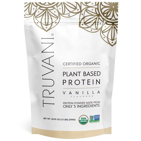 Truvani Organic Vegan Protein Powder Vanilla - 20g of Plant Based Protein  Organic Protein Powder  Pea Protein for Women and Men  Vegan  Non-GMO  Gluten Free  Dairy Free (20 Servings)