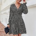 thumbnail image 3 of Flowy Dress, Cute Deep V Collar Dress Fashionable Floral Print For Women For Vacation For Shopping ANGGREK No, 3 of 6