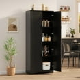 thumbnail image 2 of 60" Freestanding Pantry Cabinet with Adjustable Shelves, Kitchen Storage Cabinet with Doors, Modern Food and Bathroom Organizer for Small Spaces, Dining Room, 2 of 7