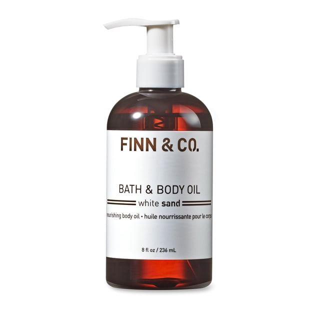 FINN & CO. Aceite corporal y de baño con fragancia inspirada en la playa de arena blanca, humectante para la piel, aceite corporal nutritivo derivado de plantas (8 oz)