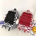 thumbnail image 5 of Mochila kawaii, mochila para estudiantes, mochila de gran capacidad, mochila para el campus con cuadros en blanco y negro, linda para niñas, 5 of 5