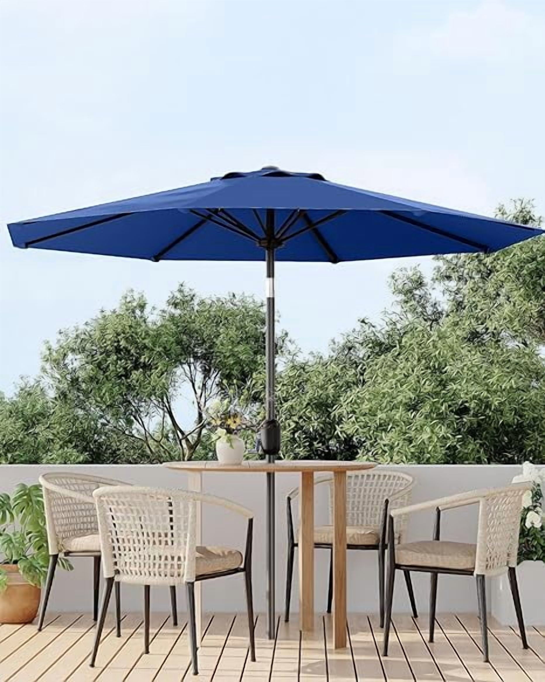 9FT Outdoor Patio Umbrella, Outdoor Table Umbrella, Market Umbrella With Push Button Tilt and Crank, 6 Sturdy Ribs UV Protection Waterproof for Garden, Deck, Backyard, Pool