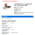 thumbnail image 2 of Front Brake Pad Set - Compatible with 1999 - 2004 Chrysler 300M 2000 2001 2002 2003, 2 of 2