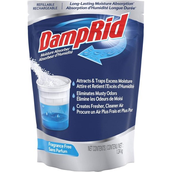 DampRid Moisture Absorber Refill Bag for Can, 2.73 lbs (1.24kg) – Fragrance-Free, Economical Moisture Control Solution, Long-Lasting for Home, Garage, and Storage