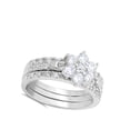thumbnail image 4 of CHOOSE YOUR COLOR Flower Cluster White CZ Wedding Ring Set 925 Sterling Silver Band Female Size 6, 4 of 4