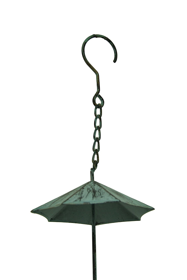 Verdigris Finish Metal Umbrellas Rain Chain w/Attached Hanger 48 Inch