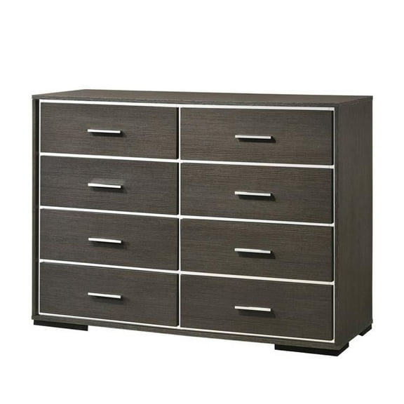HomeRoots 57" Gray Oak Manufactured Wood Eight Drawer Dresser
