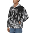thumbnail image 3 of Wukai Gothic Skull Floral Art Print Men's Zip-Up Hoodie,Fleece Full-Zip Hoodie for Men, Hooded Sweatshirt-Medium, 3 of 5
