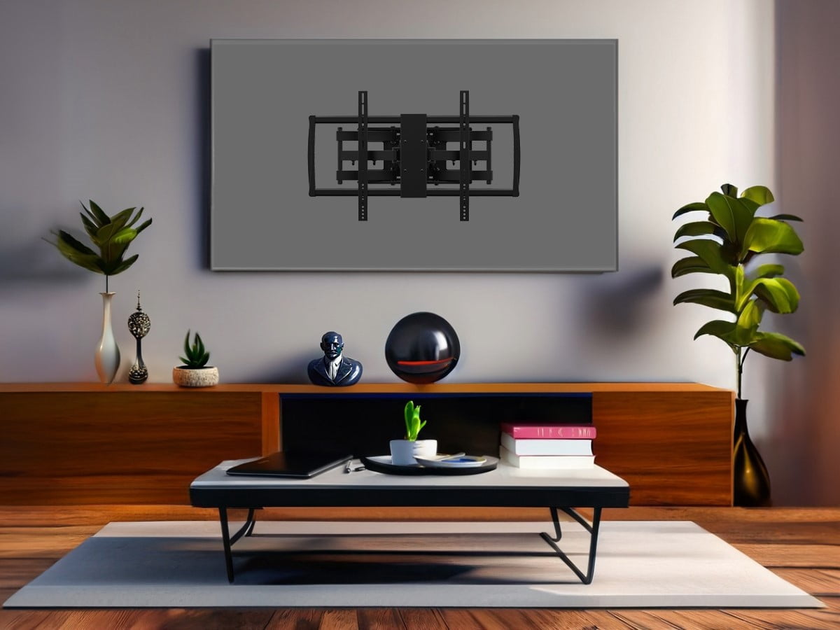 Monoprice Premium Full Motion TV Wall Mount Bracket Low Profile For 60" To 100" TVs up to 176lbs, Max VESA 900x6