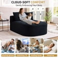 thumbnail image 2 of CQSXDA Convertible Corduroy Chaise Lounge Chair with Two Pillows 67.5'' Sofa Bed No Assembly Required for Home, Black, 2 of 11