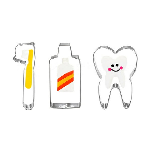 FOMIYES Tooth Shaped Items 3Pcs Cookie Molds Silver Stainless Steel For Diy Lovers And Kids