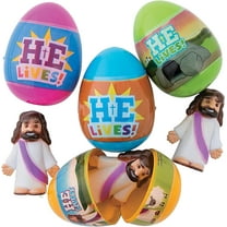Fun Express He is Risen Pre Filled Easter Egg (12 Eggs with Toys) Religious Easter Supplies