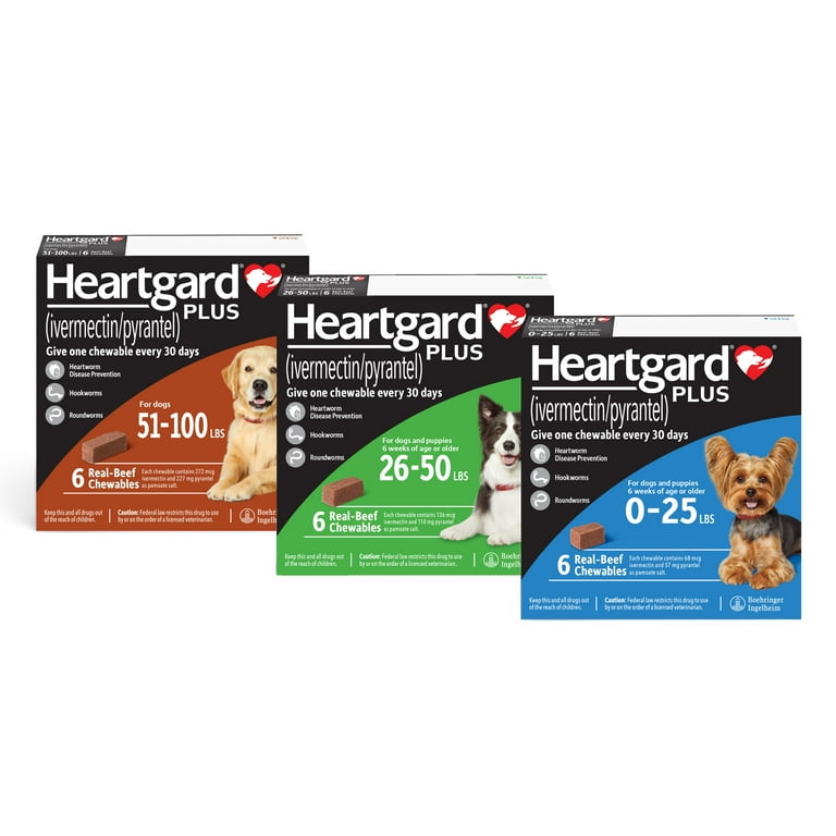 Heartgard Plus Chew for Dogs, 26-50 lbs, (Green Box)