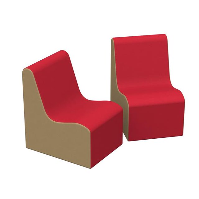 Softscape 10466-RDSD Wave Preschool Chair - Red & Sand - Pack of 2