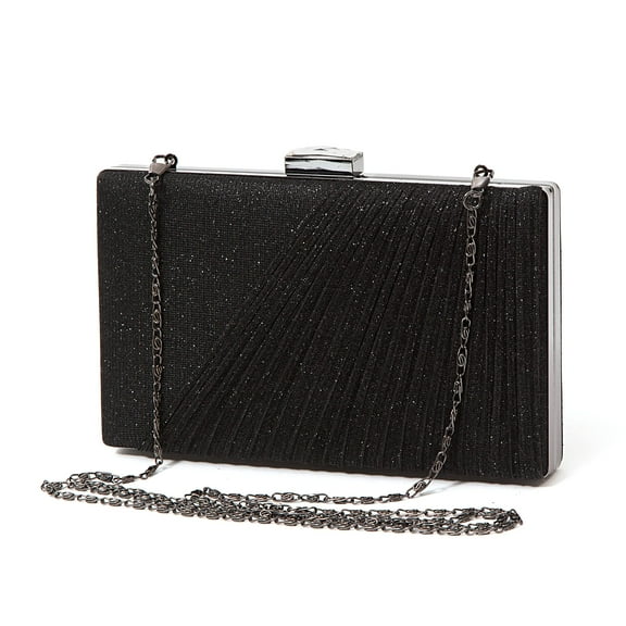 Lady Couture DRESSY SHIRRED GLITTER FABRIC CLUTCH BAG, SUZIE (Black)