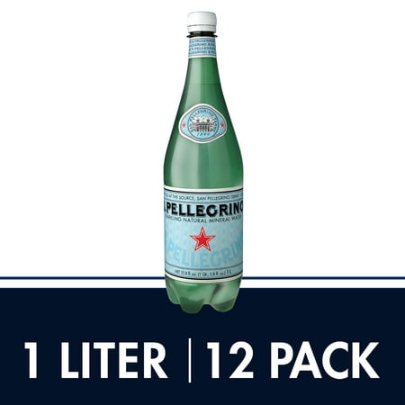 S.Pellegrino Sparkling Natural Mineral Water, 33.8 fl oz. Plastic Bottles (Pack of
