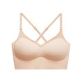 thumbnail image 2 of Riecok Womens Bra Wirefree Push Up Woman's Comfortable Breathable Bra Underwear No Rims Everyday Bra Solid Daily Bra Spaghetti Straps Basic Bralette Beauty Causal Bras M Beige, 2 of 9