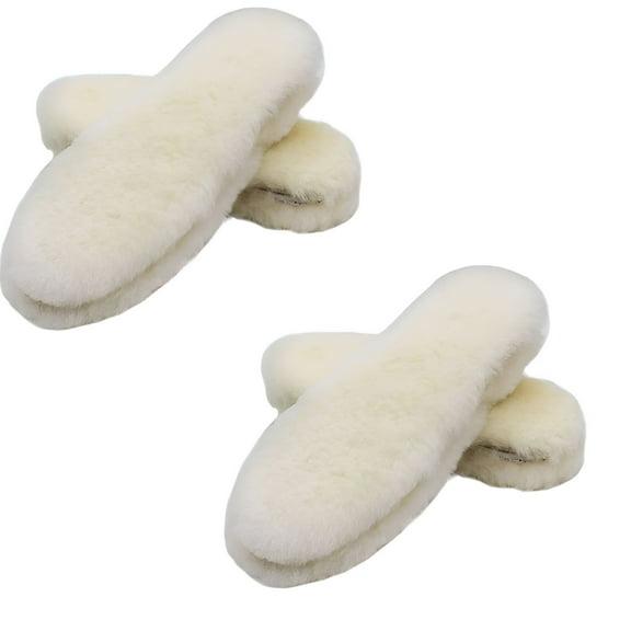 TELOLY 2 Pairs Genuine Thick Sheepskin Fleece Insoles for Women,Premium Warm Fluffy Wool Replacement Cozy Breathable Inner Soles for Shoes Boots Slippers Women Size 9 M Us Women