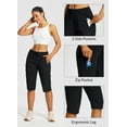 thumbnail image 3 of BALEAF Women's 15" Long Shorts Below The Knee Capri Hiking Cargo Shorts Lightweight Quick Dry Elastic Waist for Casual Black L, 3 of 7
