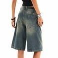 thumbnail image 3 of WILLBEST Jeans Mujer Pantalones Cortos Vaqueros de Corte Relajado para Mujer, Casuales, Cómodos, de Cinco Puntos, para Uso Diario, Versátiles para Todas Las Estaciones, de Fácil Cuidado. Grande, 3 of 5