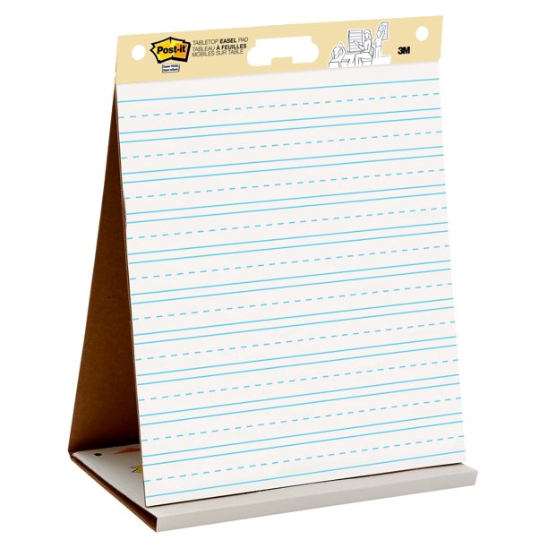 Postit Tabletop Easel Pad, 20" x 23", Primary Lined