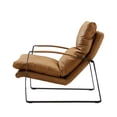 thumbnail image 4 of Art Leon Mid Century Genuine Leather Lounge Chair Metal Frame Cognac, 4 of 6