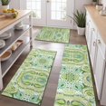 thumbnail image 2 of Green Ethnic Paisley Pattern Kitchen Rugs Sets Of 3,Kitchen Runner Rugs Non Skid Washable,Decorative Kitchen Floor Mats for Kitchen,Sink,Laundry,17"x30"+ 17"x47" + 17"x59", 2 of 6