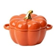 thumbnail image 4 of Siruishop Ceramic Pumpkin Bowl Cookware with Handle for Autumn Fall Kitchen Decoration Orange, 4 of 8