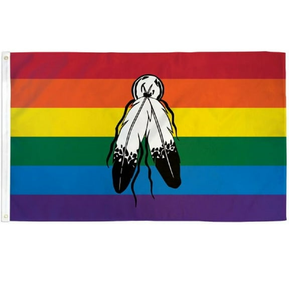 3x5 Two Spirit Rainbow Pride Polyester Flag LGBTQ