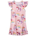 thumbnail image 4 of WIBACKER 1Pcs Girls Unicorn Nightgowns 3-10 Years Flutter Short Sleeves Nightdress Nightie Dress Sleepwear Pajamas for Little Girls, 4 of 7
