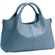 Bellella Handbag for Women Genuine Leather Top Handle Satchel Classic Tote Shoulder Bag Work Travel Crossbody Bags Sky Blue