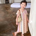 thumbnail image 4 of WEAIXIMIUNG Robes d'Été pour Filles Taille 6 Longues Robe Ethnique à Col en V pour Tout-Petites Robe à Manches Courtes Ensemble Doux, 4 of 8