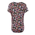 thumbnail image 3 of A2Y Women's Rayon Round Neck Jersey Knit Shirt Top Black Floral M, 3 of 5