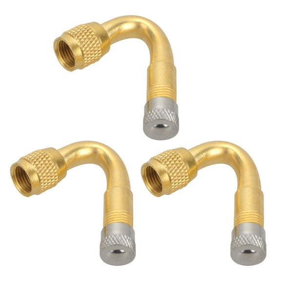 MLINS  3 PCS Extension Adaptor for Motorcycle Tire Trailer Curved Valve Stem Plug Kit Golden