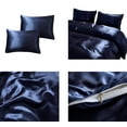 thumbnail image 4 of 3 Pcs Satin Duvet Cover Set, 1 Duvet Cover + 2 Pillowcases For Hair And Skin Silk Satin Duvet Cover with Zipper for Comforter & Blanket - Lightweight Bedspread/Coverlet/Bed Cover,( Navy Blue,King ), 4 of 4