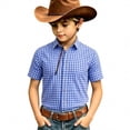 thumbnail image 3 of LYHaoo Cowboy Plaid Pattern Button Down Shirt for Boys Western Style Festive Shirt Summer Short Sleeve Shirt,4-5 Years, 3 of 6