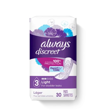 Always Discreet Ultra Thin Incontinence Liners, Regular, 6 packs of 30
