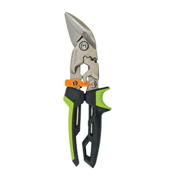 Fiskars Pro Powergear Aviation Snip Offset, Right, Green and Black, Stainless Steel