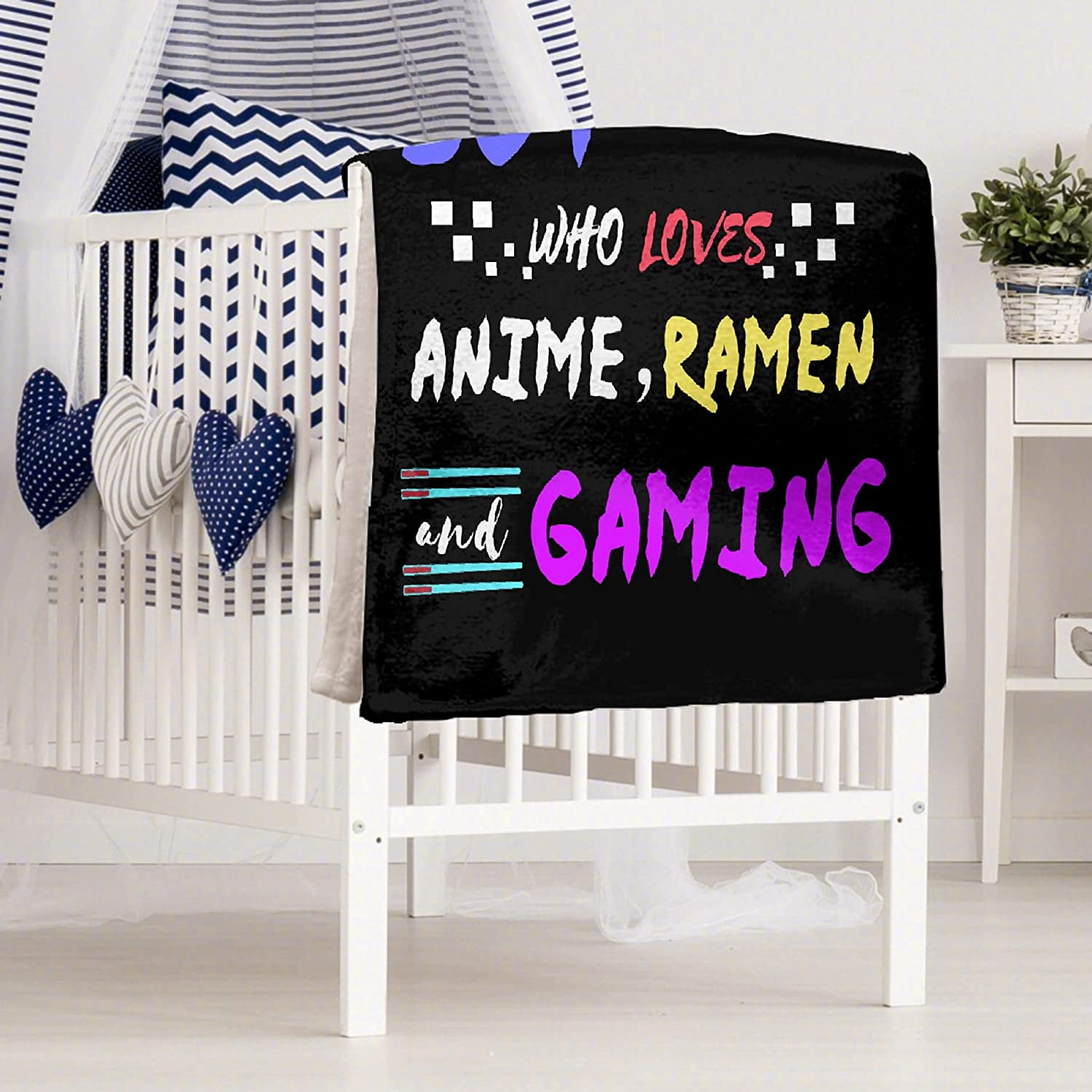 Ramen Noodle Blanket Throw,Life is Better with Gaming Ramen Anime Gifts for  Kids Boys Men Soft Lightweight Plush Fleece Quilt 60 in x 50 in Medium