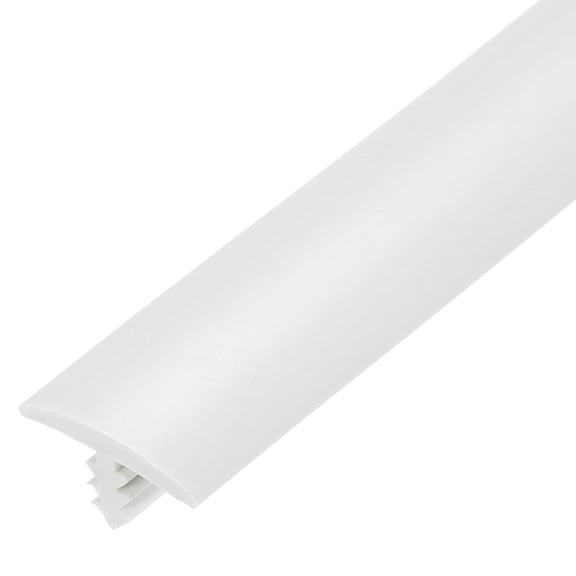 Moldura de goma T Uxcell, 25/32 pulgadas x 10 pies, molduras de borde flexibles de plástico con centro de barra en T para mesas, máquinas de juegos y arcade, tira de transición de piso, blanca