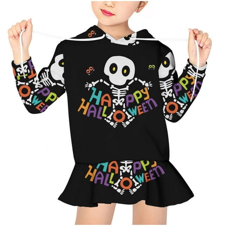 

Funicet Halloween Outfits For Infant Newborn Baby Girl Hoodie Sweater Toddler Winter Sweater Dress Pullover Baby Cute Cartoon Print Outfit Set