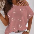 thumbnail image 1 of ICHUANYI Clearance Women Summer Short Sleeve Print Strapless T-Shirt Tops Blouses(Pink, S) ICHUANYI WER2023080815080, 1 of 9