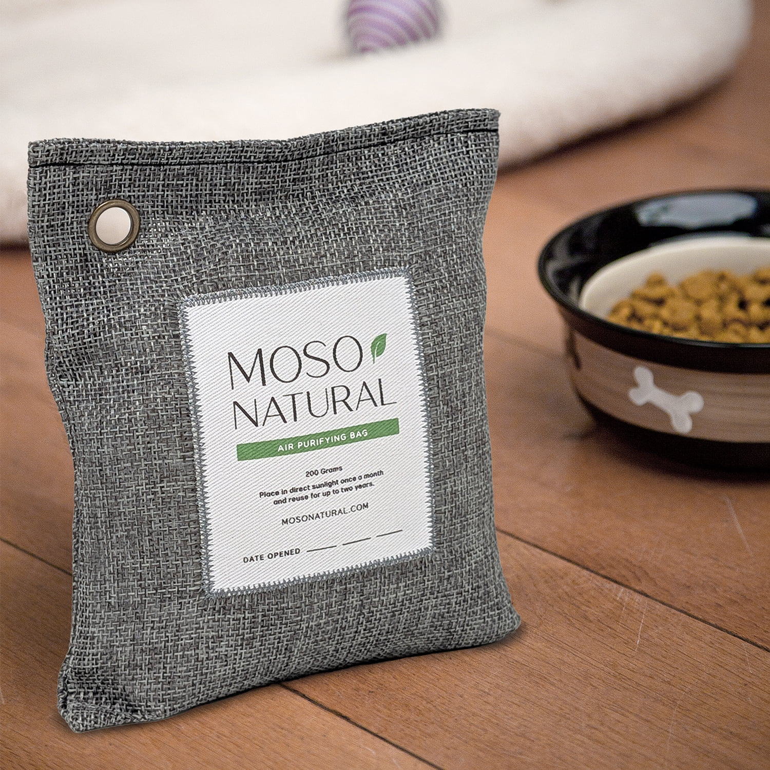Moso Natural Air Purifying Bag, 200g Charcoal Odor Absorber, Closet & Car Odor Eliminator