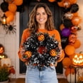 thumbnail image 7 of 12 Inch Black Eucalyptus Halloween Wreath, Artificial Floral Door Wreath with Pumpkin Cutouts for Front Porch Indoor Door Halloween Party Gothic Home Decor, 7 of 7