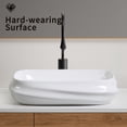 thumbnail image 5 of TICOZE Modern 23.6 Inch Rectangular Textured Vessel Sink, 3D Ribbed Bas Relief Design Bathroom Sink Vanity Sink, Gloss White Ceramic Sink with Nano-Glaze, 5 of 7