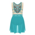 thumbnail image 4 of Doomiva Figure Skating Dress for Kids Girls Rhinestone Sleeveless Ballet Lyrical Dance Leotard Performance Dancewear Blue Green 16, 4 of 7