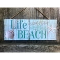 thumbnail image 2 of Blue and Cream White Shell Printed Rectangular Wall Sign with Rope Hanger 4" x 10", 2 of 4