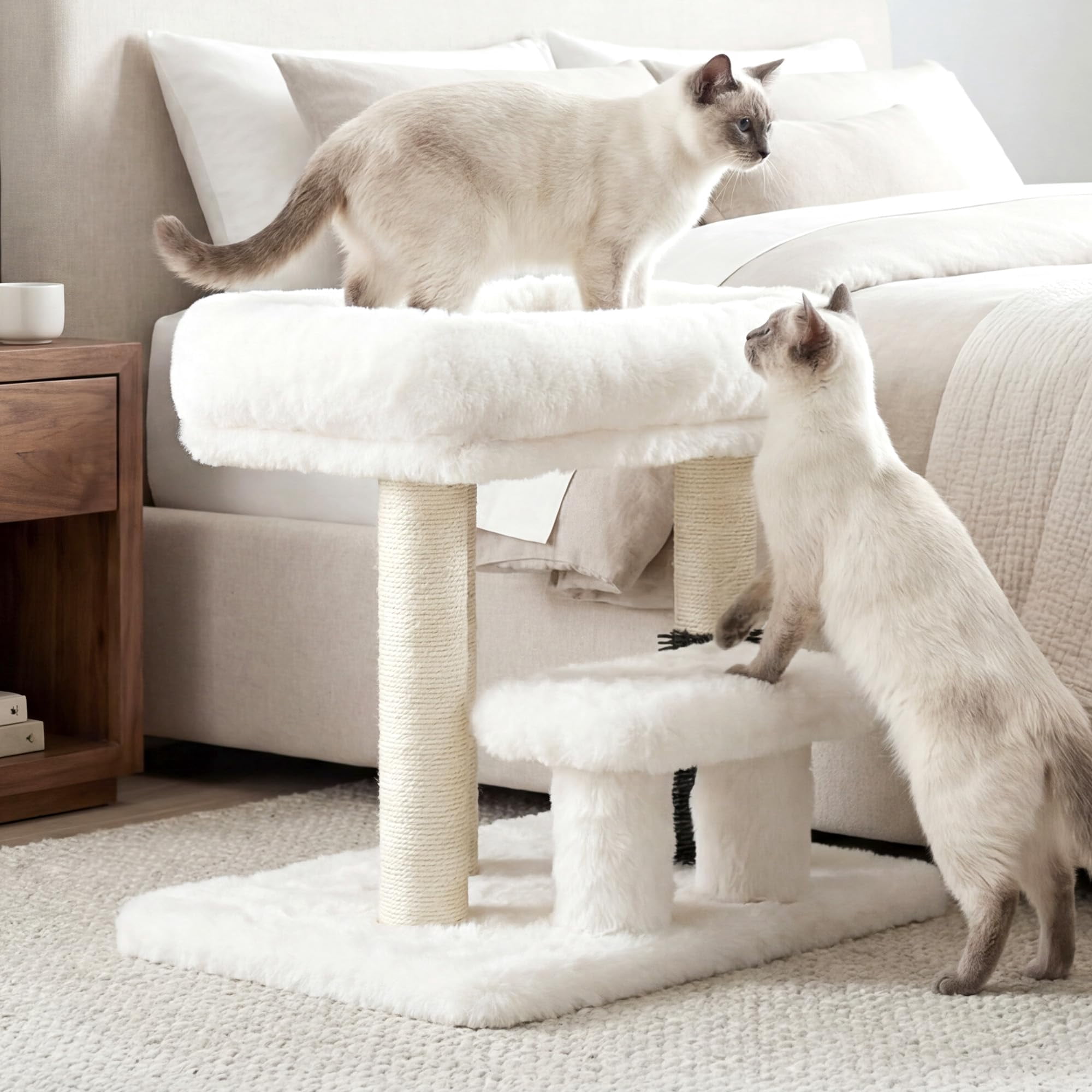 Cat Scratching Post Small Tree Tower Light Gray-15.7 Inch for Indoor Cats